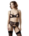 soutiengorge dentelle noire, portejarretelle et string de la collection cottelli.