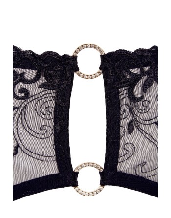 soutiengorge dentelle noire, portejarretelle et string de la collection cottelli.