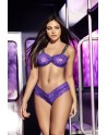 soutiengorge en dentelle violette avec larges bretelles noires imprimée et culotte sexy de la collection mapalé