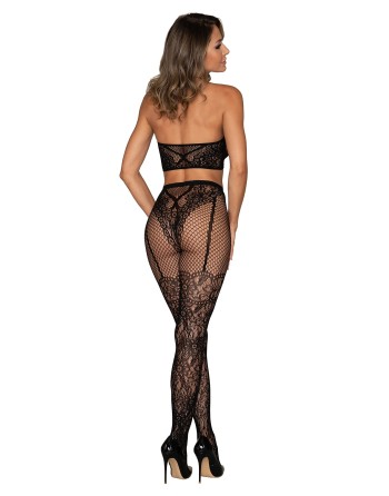  en brassière résille et bas imprimé sexy noir de la marque dreamgirl