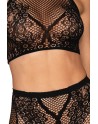  en brassière résille et bas imprimé sexy noir de la marque dreamgirl