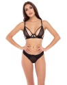 soutiengorge à armatures et culotte noire résille sexy de la marque rené rofé en .