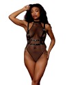 body noir et harnais cuir de la collection lingerie bdsm de chez dreamgirl