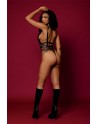 body noir et harnais cuir de la collection lingerie bdsm de chez dreamgirl