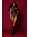 body noir et harnais cuir de la collection lingerie bdsm de chez dreamgirl