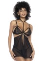 lingerie sexy transforme en body et en nuisette résille noire sexy.