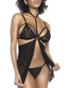 lingerie sexy transforme en body et en nuisette résille noire sexy.