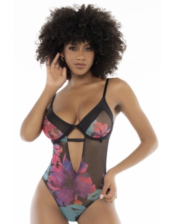 body sexy noir imprimé fleurs exotiques de mapalé collection pas cher