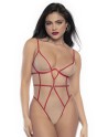 body string à armatures rouge et résille chair de la collection lingerie mapalé