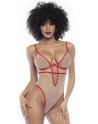 body sexy pour femme avec armatures, couleur chair et rouge de mapalé lingerie