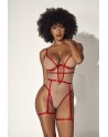 body sexy pour femme avec armatures, couleur chair et rouge de mapalé lingerie