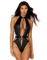 body en simili cuir noir brillant de chez dreamgirl lingerie sexy