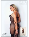 bodystocking noir sexy avec fine bretelles, ouvert à l'entrejambe