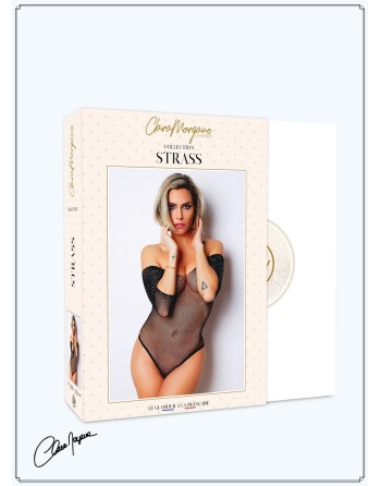 body sexy noir avec manches 3/4 et large décollecté de clara morgane