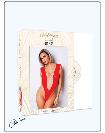 body rouge avec décolleté plongeant de la collection clara morgane.