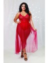  lingerie dreamgirl : body string grande taille rouge échancré et jupe transparente