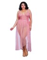  lingerie dreamgirl : body string grande taille rose vintage échancré et jupe transparente