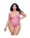  lingerie dreamgirl : body string grande taille rose vintage échancré et jupe transparente