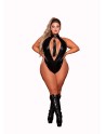 body, grande taille, en simili cuir extensible avec col clouté et fouet de la collection dreamgirl