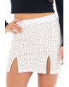 jupe courte en simili cuir blanche sexy , collection be lily pas cher