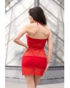  be lily dress : robe rouge coupe bustier avec transparence