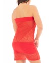  be lily dress : robe rouge coupe bustier avec transparence