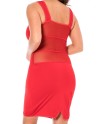 robe rouge, col rond, résille transparente de la marque be lily dress