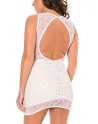 robe cocktail simili cuir blanche, effet bustier et dentelle de la marque de robe be lily