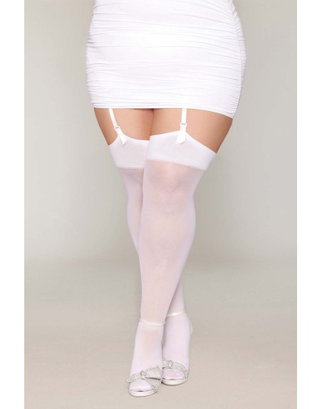 bas blanc, grande taille, avec couture en strass, dreamgirl bas et collants