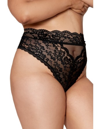 culotte, grande taille, en dentelle noire, taille haute de chez dreamgirl