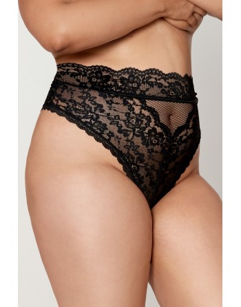 culotte, grande taille, en dentelle noire, taille haute de chez dreamgirl