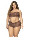 top et shorty dentelle, couleur cacao, sexy, grande taille, de mapalé lingerie