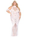 robe bodystocking blanche, grande taille, en résille de dreamgirl bas et collants