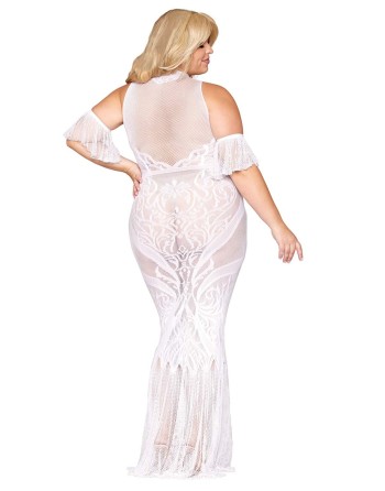 robe bodystocking blanche, grande taille, en résille de dreamgirl bas et collants