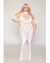 robe bodystocking blanche, grande taille, en résille de dreamgirl bas et collants