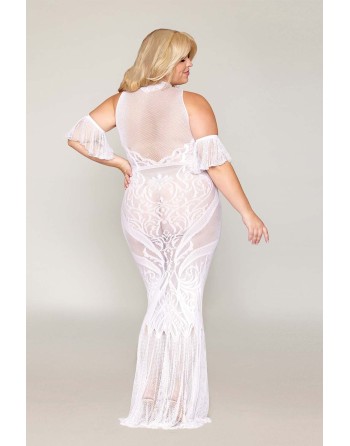 robe bodystocking blanche, grande taille, en résille de dreamgirl bas et collants