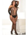  lingerie : bodystring grande taille noir résille ouvert sur les fesses