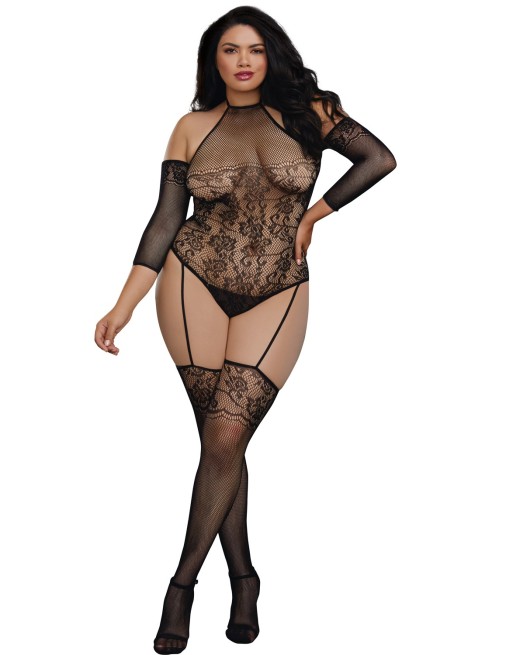  dreamgirl bodystocking grande taille effet body jarretelles