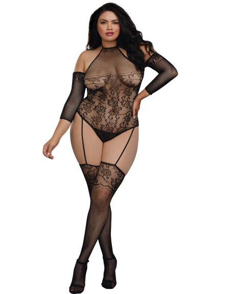  dreamgirl bodystocking grande taille effet body jarretelles