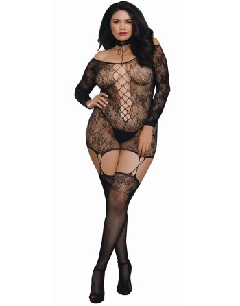  lingerie bodystocking grande taille reversible resille