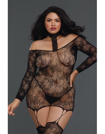  lingerie bodystocking grande taille reversible resille