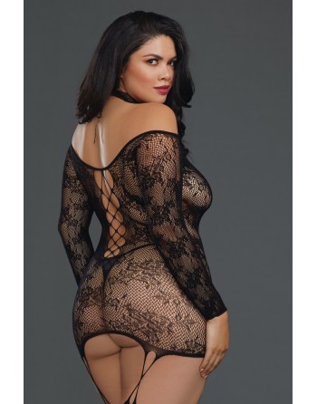  lingerie bodystocking grande taille reversible resille