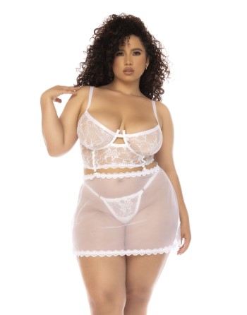 ensemble sexy 2 en 1, grande taille, soutiengorge et string et nuisette.