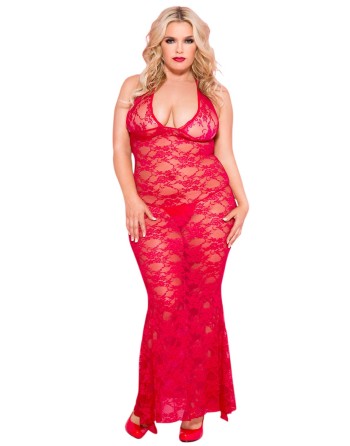  lingerie sexy : nuisette grande taille longue rouge