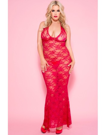  lingerie sexy : nuisette grande taille longue rouge