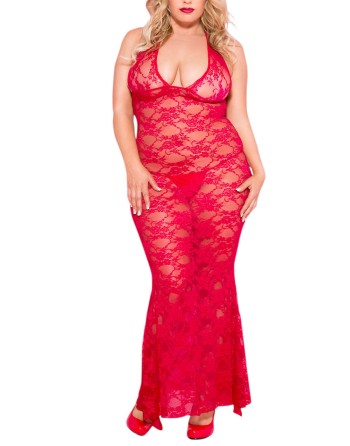  lingerie sexy : nuisette grande taille longue rouge