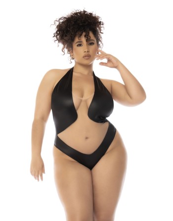 bodystring, grande taille, effet cuir en résille transparente sexy pas cher