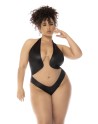 bodystring, grande taille, effet cuir en résille transparente sexy pas cher