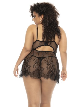 nuisette en dentelle noire grande taille, vente en drosphipping pas cher