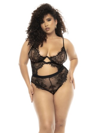 body en fine dentelle noire de la collection mapalé lingerie grande taille.